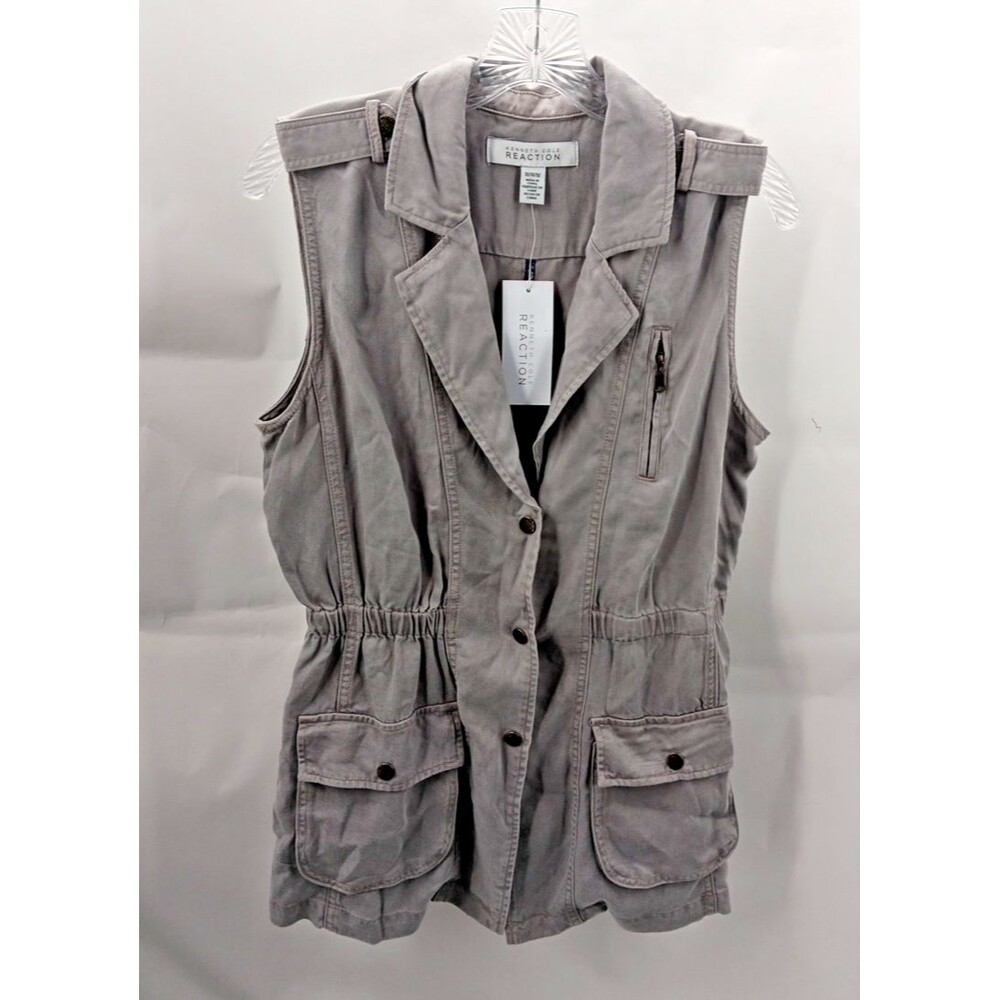 Kenneth Cole Reaction Vest Women's Medium Khaki Sleeveless Button Up  New